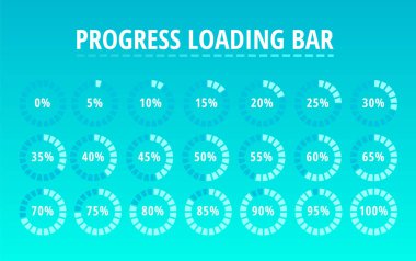 Dairesel ilerleme yükleme çubuğu mavi seti
