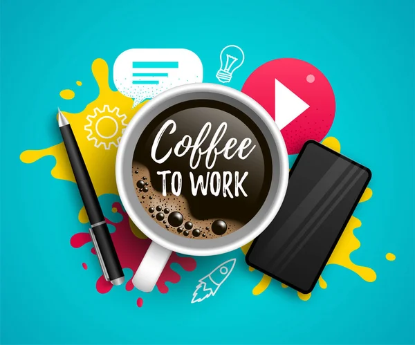 Café para trabalhar ilustração vetorial com café —  Vetores de Stock