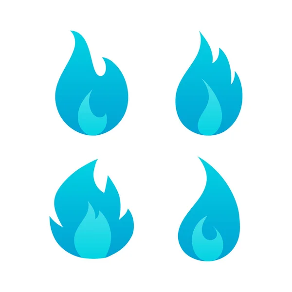Conjunto de logotipo plano de llamas de gas azul — Archivo Imágenes Vectoriales