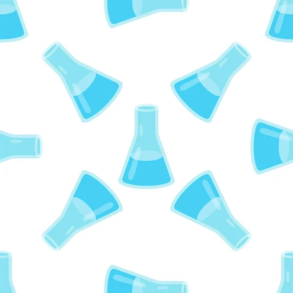 Bezszwowy wzór chemia szklana woda Kolba — Wektor stockowy