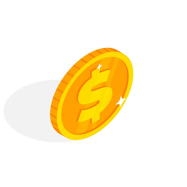 Ícone de moeda de ouro isométrico — Vetor de Stock