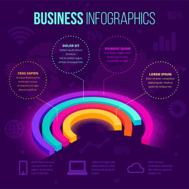 Izometrik iş infografik pasta grafiği
