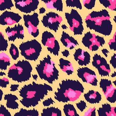 Son moda leopar desensiz. Soyut vahşi hayvan derisi, sarı pembe çita deseni moda deseni, kumaş, tekstil, ambalaj kağıdı, arka plan, duvar kağıdı. Vektör illüstrasyonu