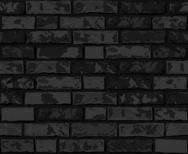 Realistic Vector Brick Wall Seamless Pattern Flat Wall Texture Black — Stock Vector