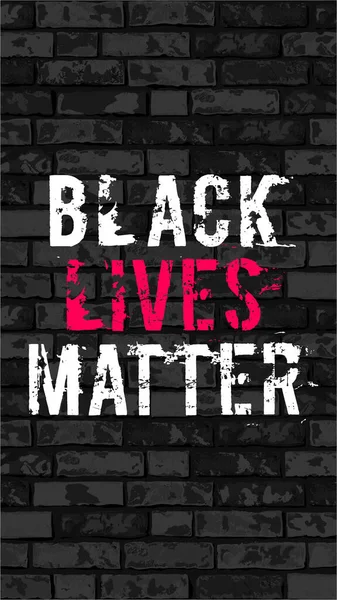 黒が重要 黒レンガの壁の背景にグランジテキストとベクトルイラスト 人種主義と社会的不平等の概念に対する抗議 ソーシャルメディア ウェブ バナー — ストックベクタ