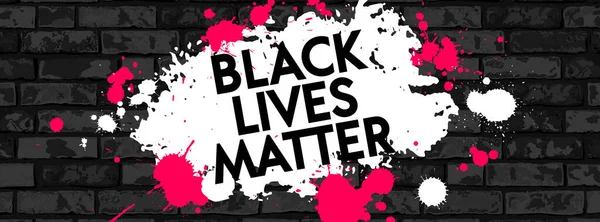 黒が重要 黒レンガの壁の背景にグランジテキストとペイント汚れベクトルイラスト 人種主義と社会的不平等の概念に対する抗議 ソーシャルメディア ウェブ バナー — ストックベクタ