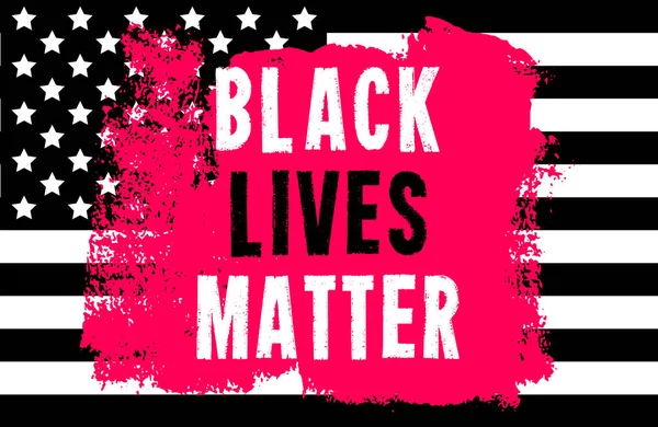 黒が重要 グランジテキストと黒アメリカの旗の背景にペイントでベクトルイラスト 人種主義と社会的不平等の概念に対する抗議 ソーシャルメディア ウェブ バナー — ストックベクタ