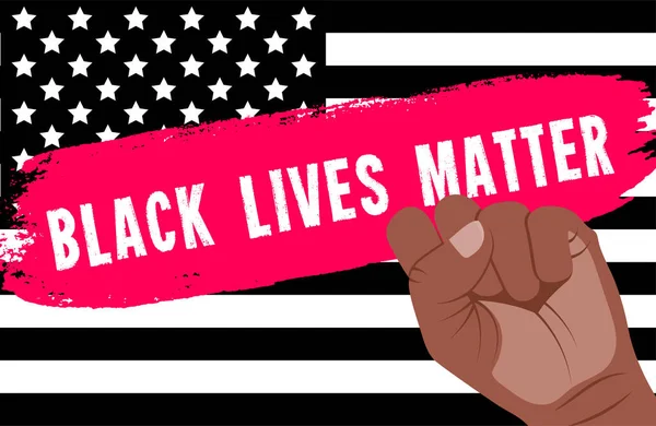 Black Lives Matter Vektorová Ilustrace Textem Skvrnami Barev Silnou Pěstí — Stockový vektor