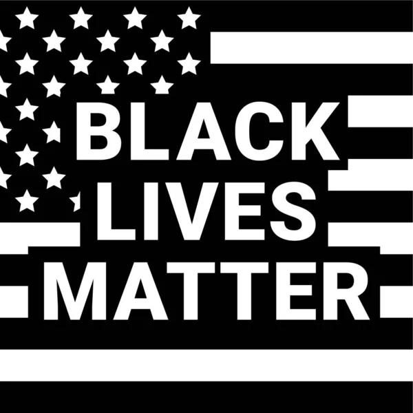Μαύρες Ζωές Μετράνε Εικονογράφηση Διάνυσμα Κείμενο Μαύρο Φόντο Αμερικανική Σημαία — Διανυσματικό Αρχείο