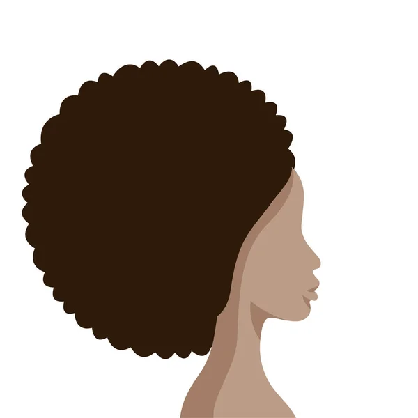 Belo Perfil Rosto Mulher Afro Americana Silhueta Plana Fundo Branco —  Vetores de Stock