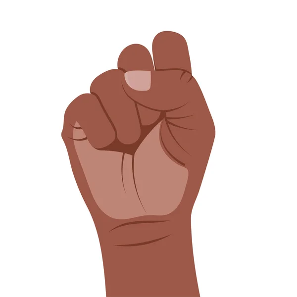 Afro Amerikaanse Hand Sterke Vuist Naar Boven Witte Achtergrond Protest — Stockvector