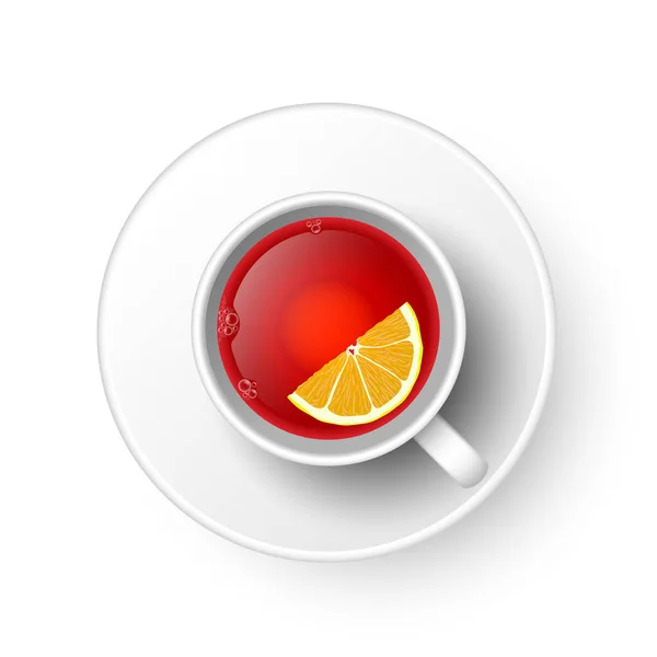 Реалистичный Чашку Горячих Ароматических Здоровых Травяных Ройбо Гибискус Красный Чай — стоковый вектор