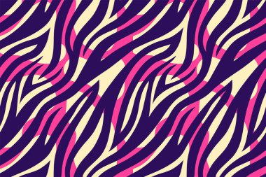 Renkli soyut kaplan desenli bir arka plan. Elle çizilmiş pembe ve menekşe desenli vahşi hayvan derisi deseni moda deseni, kapak, pankart, duvar kağıdı. Vektör illüstrasyonu.