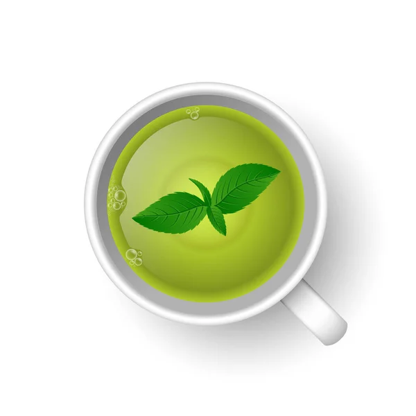 Realista Xícara Chá Camomila Ervas Aromáticas Saudáveis Quentes Uma Vista — Vetor de Stock
