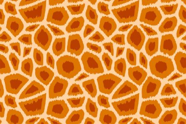 Moda zürafa desenli arka plan. El çizimi vahşi hayvan derisi doğal turuncu doku moda baskısı tasarımı, kapak, pankart, duvar kağıdı. Vektör illüstrasyonu.