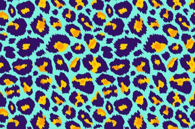 Son moda leopar desenli arka plan. El çizimi soyut vahşi hayvan çitası deri mavisi desen moda deseni, duvar kağıdı, kapak, afiş. Vektör illüstrasyonu.