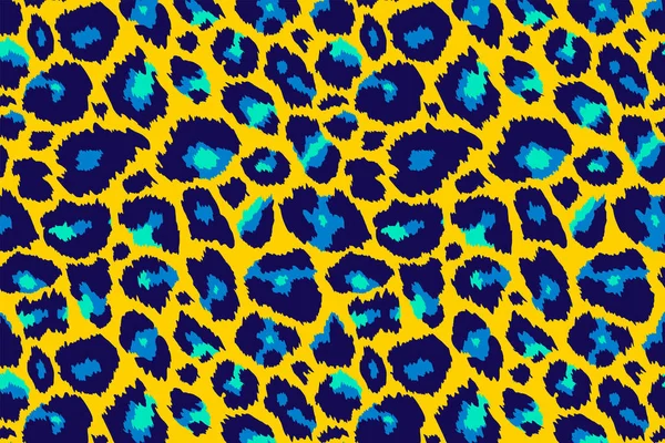 Trendy Leopardenmuster Hintergrund Handgezeichnete Abstrakte Wildtier Gepardenhaut Gelb Blaue Textur — Stockvektor