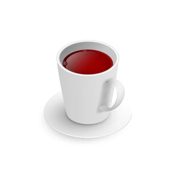 Réaliste Tasse Thé Noir Chaud Aromatique Fraîchement Infusé Boisson Une — Image vectorielle