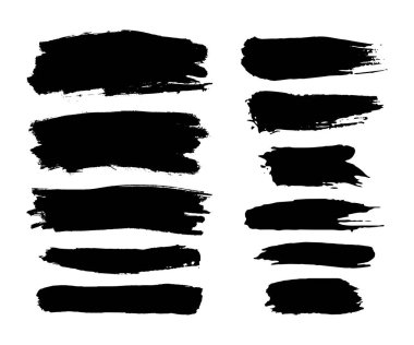 El çizimi vektör fırça darbeleri, siyah boya lekesi. Kirli boya damlaları ve sanatsal arka planlar. Grunge deseni, beyaza izole edilmiş tasarım elementini karalıyor. Lekeler şekil ve siluetler