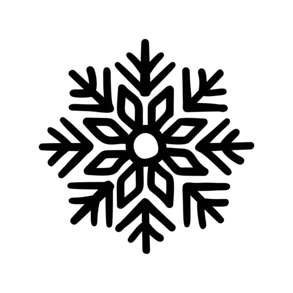 Черный Ручной Рисунок Логотипа Снежинки Шаблон Логотипа Иконки Изолированы Белом — стоковый вектор