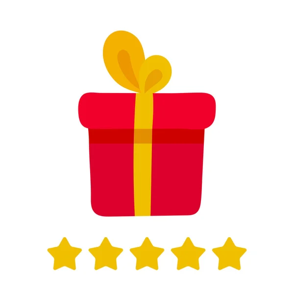 Ручной Рисунок Подарок Коробка Пять Звезд Рейтинга Сюрприз Красный Ящик — стоковый вектор