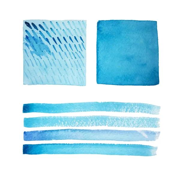 Lignes Motifs Aquarelle Bleu Isolé Sur Fond Blanc — Image vectorielle