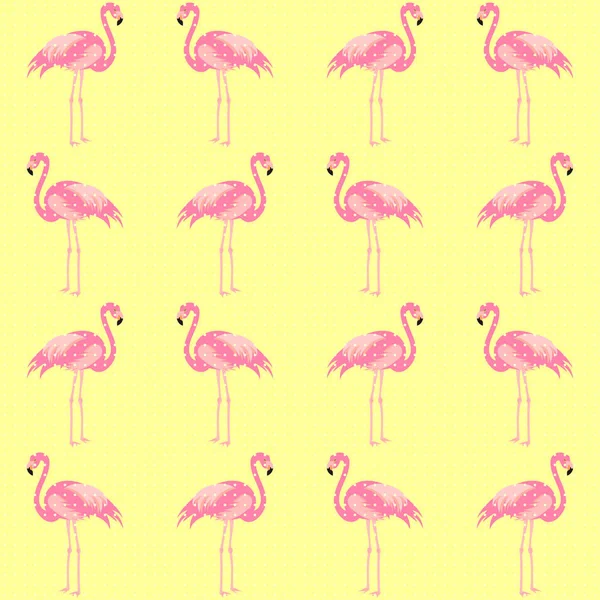 Wzór Różowych Flamingów Żółtym Tle — Wektor stockowy