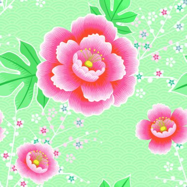 güzel çiçek açan çiçekler ile sorunsuz vektör desen