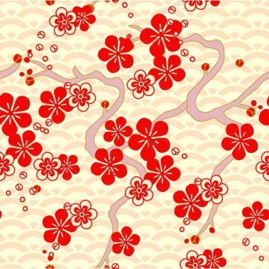 sorunsuz vektör desen güzel kırmızı çiçekli 
