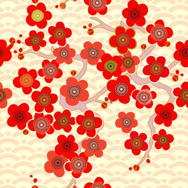 sorunsuz vektör desen güzel kırmızı çiçekli 