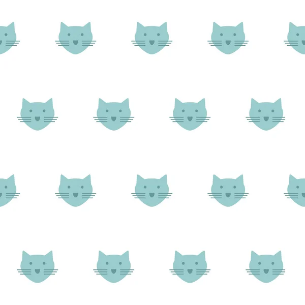 Bezešvá Vektorová Vzorek Modré Kočky Bílém Pozadí — Stockový vektor