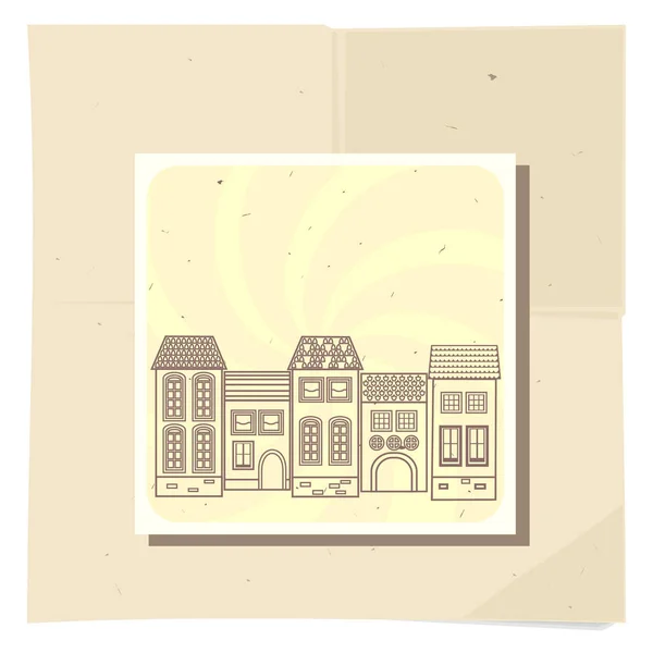 Vintage Styled Vector Illustration Old Town Buildings — Stock Vector
