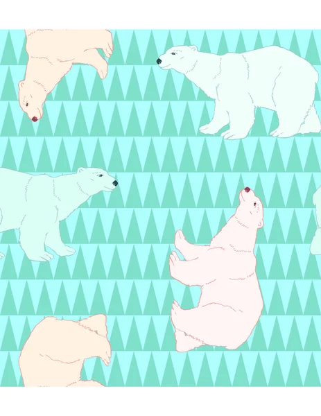 Seamless Vector Background Polar Bears Ornament — Stock Vector