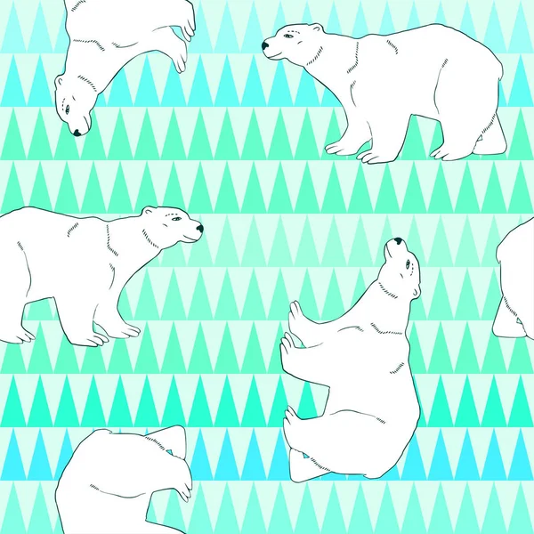 Bezszwowe Tło Niedźwiedzie Polarne Ozdoba — Wektor stockowy