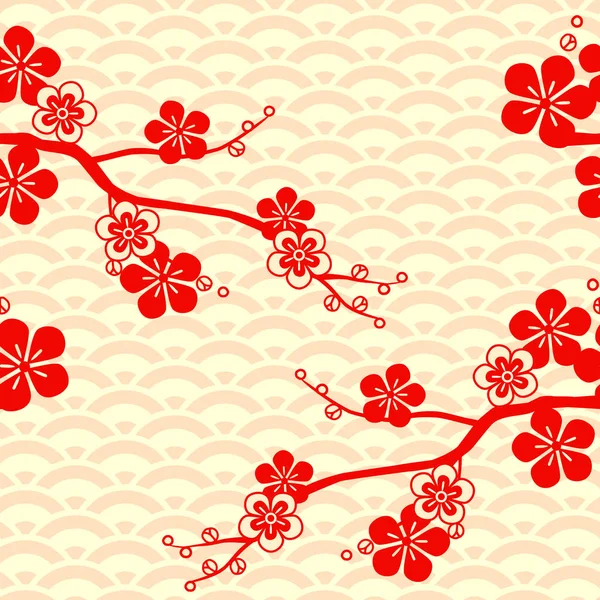 Motif Vectoriel Sans Couture Avec Belles Fleurs Rouges — Image vectorielle