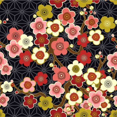 güzel çiçek açan çiçekler ile sorunsuz vektör desen