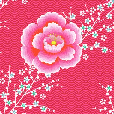 güzel çiçek açan çiçekler ile sorunsuz vektör desen