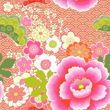 güzel çiçek açan çiçekler ile sorunsuz vektör desen