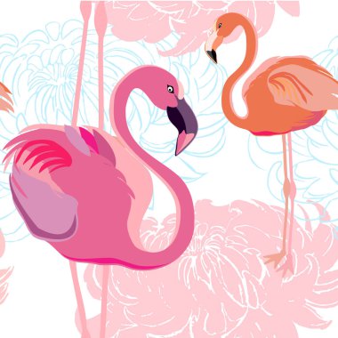 pembe flamingo kuşları ile sorunsuz vektör desen