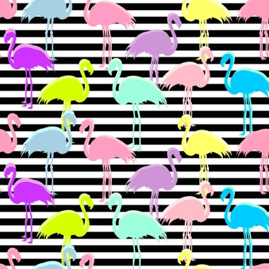Flamingolar, doku ile sorunsuz vektör arka plan