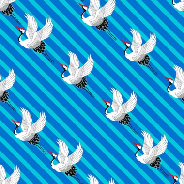 Vinç kuş uçan ile sorunsuz vektör desen