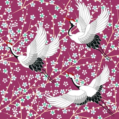 Vinç kuş uçan ile sorunsuz vektör desen