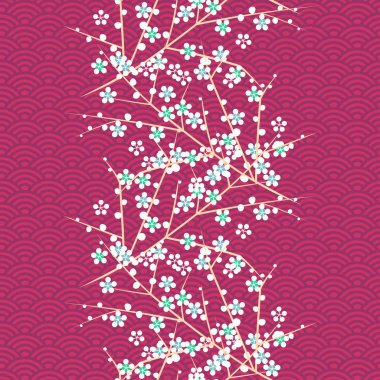 güzel çiçek açan çiçekler ile sorunsuz vektör desen