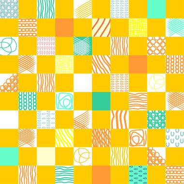 sorunsuz vektör desen ile damalı ve öğeleri doodle