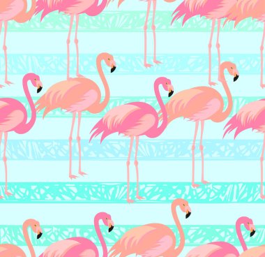 Flamingolar, doku ile sorunsuz vektör arka plan