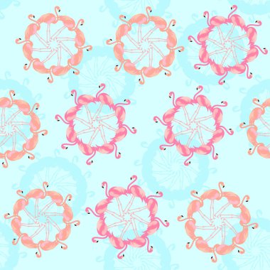 Flamingolar, doku ile sorunsuz vektör arka plan