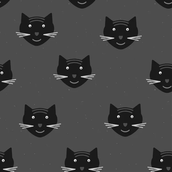 Tmavé Hladké Vektorové Vzorové Černými Kočkami — Stockový vektor