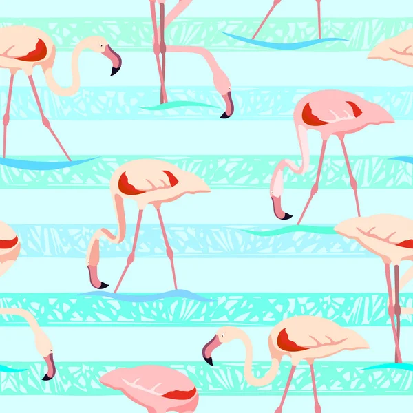 Bezszwowe Tło Flamingi Tekstura — Wektor stockowy