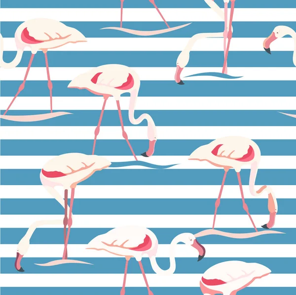 Nahtloser Vektorhintergrund Mit Flamingos Textur — Stockvektor