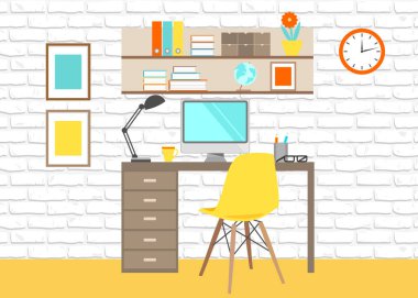 iç çalışma masası ile modern vektör çizim